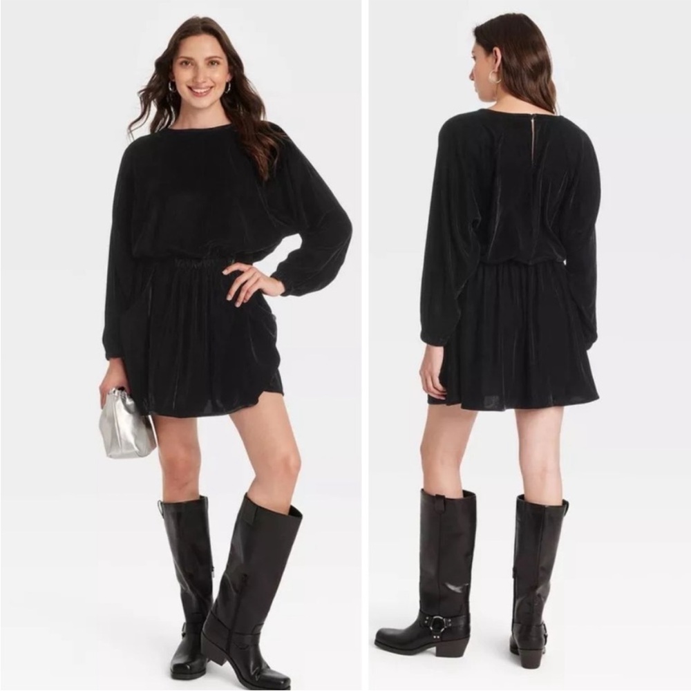 Universal Thread Black Velvet Mini Dress
